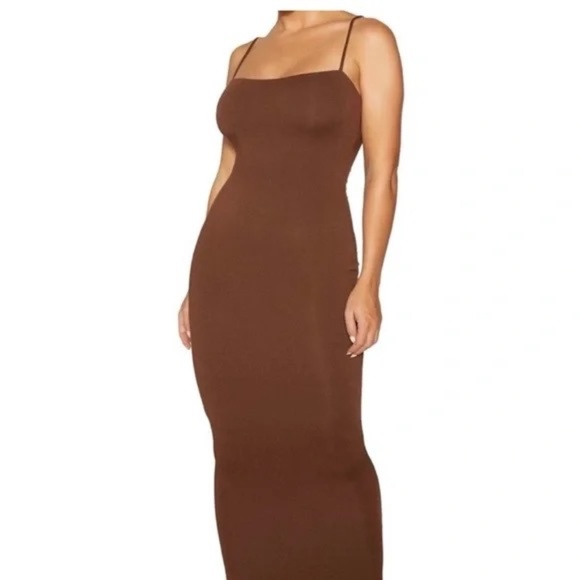 New! Naked Wardrobe Strappy Maxi Dress Brown 45721 - Picture 1 of 7